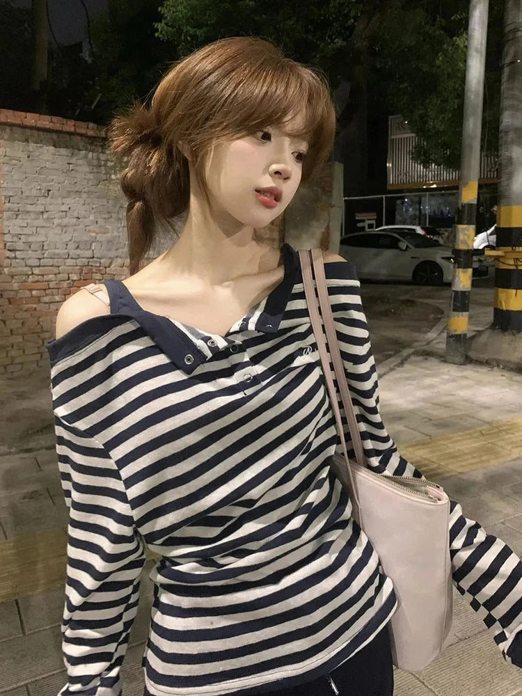 𝙎𝙩𝙧𝙞𝙥𝙚𝙙 𝙡𝙤𝙣𝙜 𝙨𝙡𝙚𝙚𝙫𝙚𝙙 𝙩𝙤𝙥